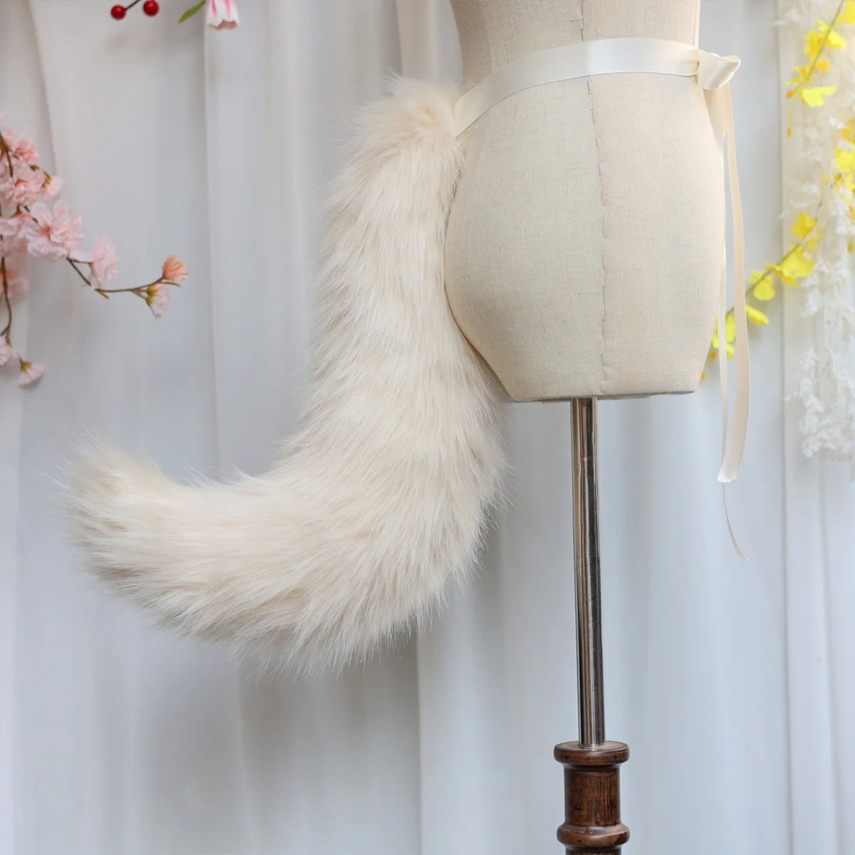 New NEKOPARA Chocola Vanilla Cosplay White Yellow Cat Neko Fox Ears Hair Hoop Headband Tail Hand Work Costume Accessories