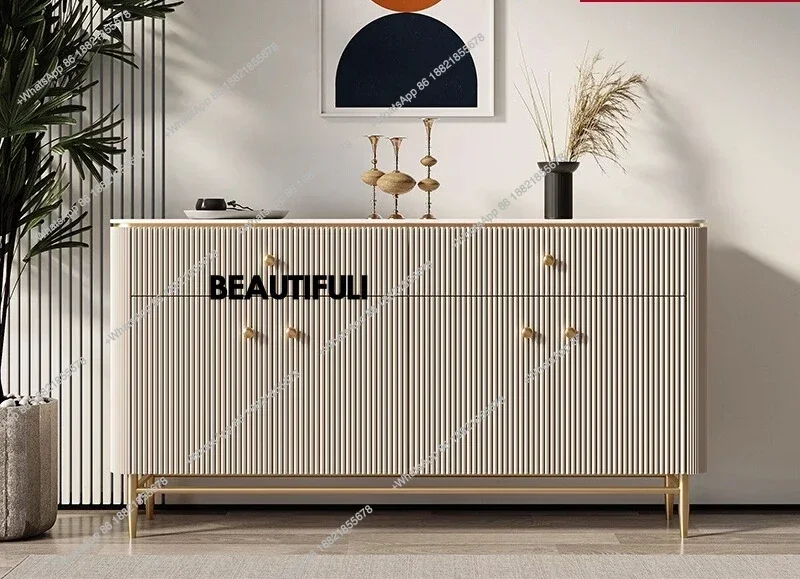 

living room small apartment solid wood storage cabinet modern simple high-end rock slab dining side cabinet
