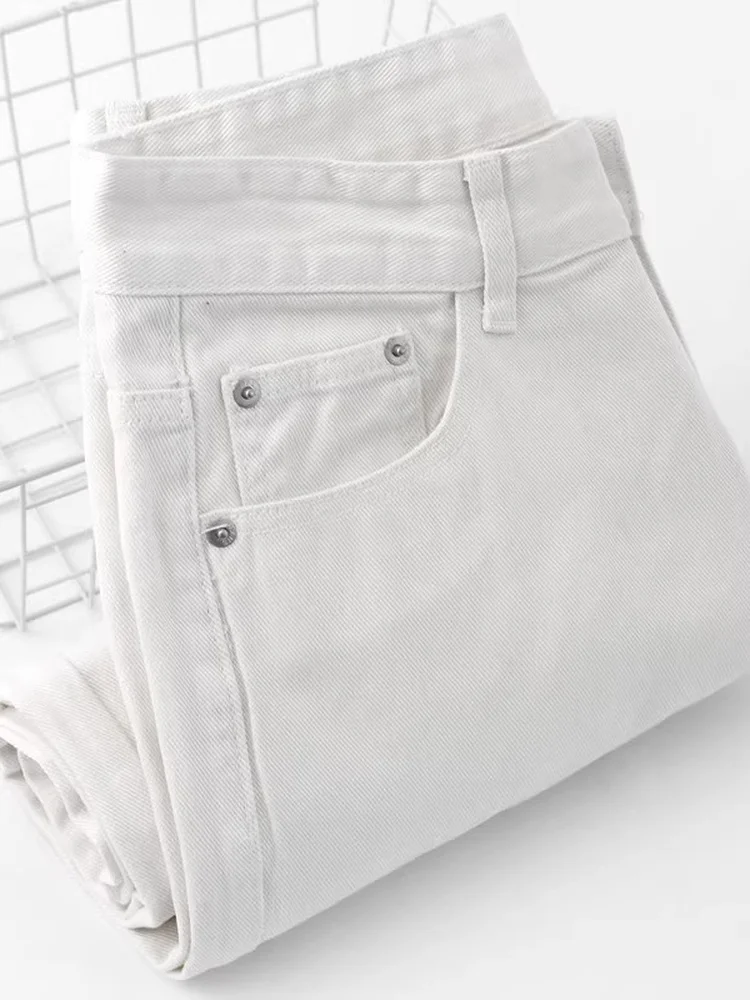 American Sle Straight Leg Men's Jeans White Simple Spring Heavy Du Casual Loose Wide Leg Sports Leisure Pants