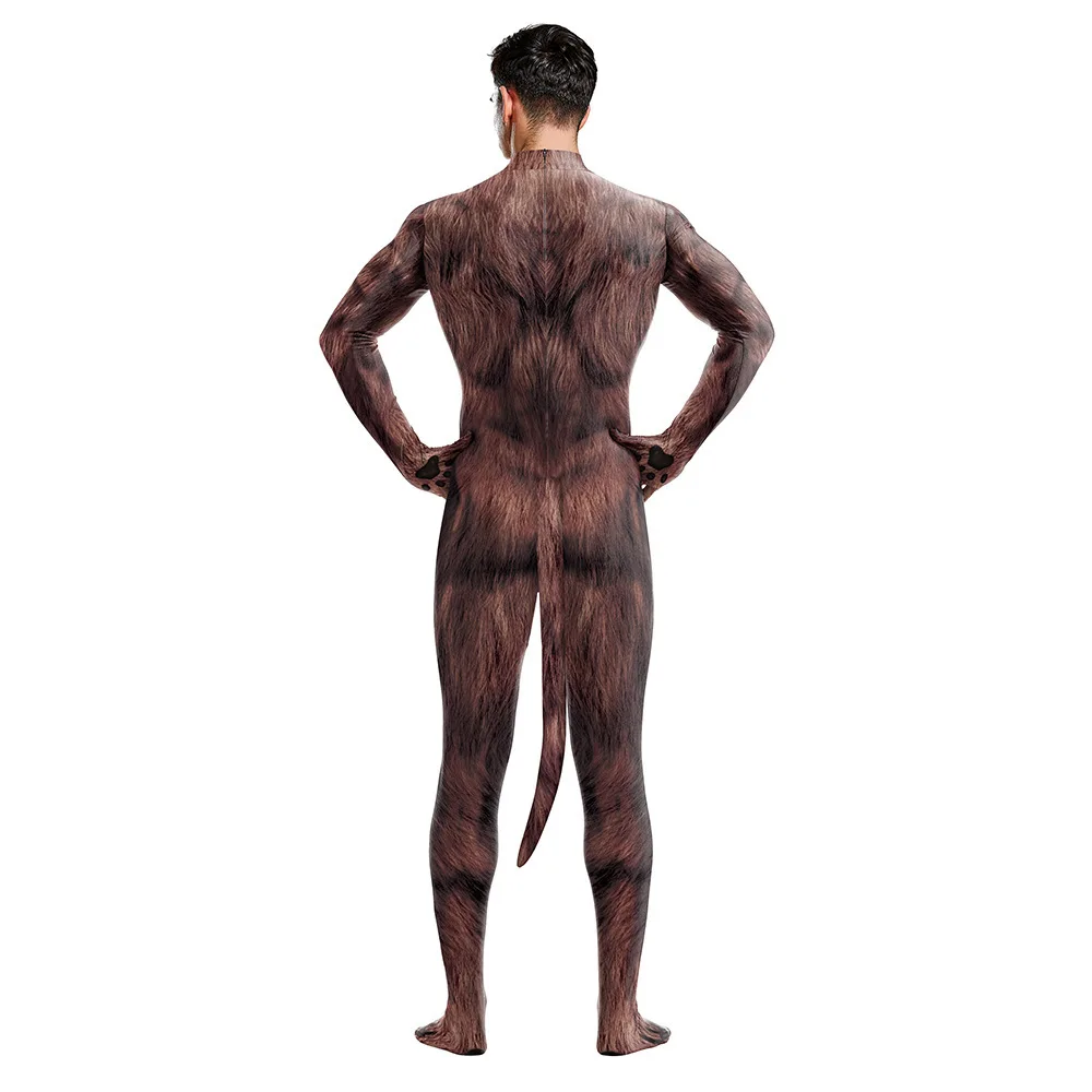 Cosplay Brown Bear 3D Printed Adult Jumpsuit Stage Performance Milk Silk Tight Fitting Clothes Game and Anime Playing Costume