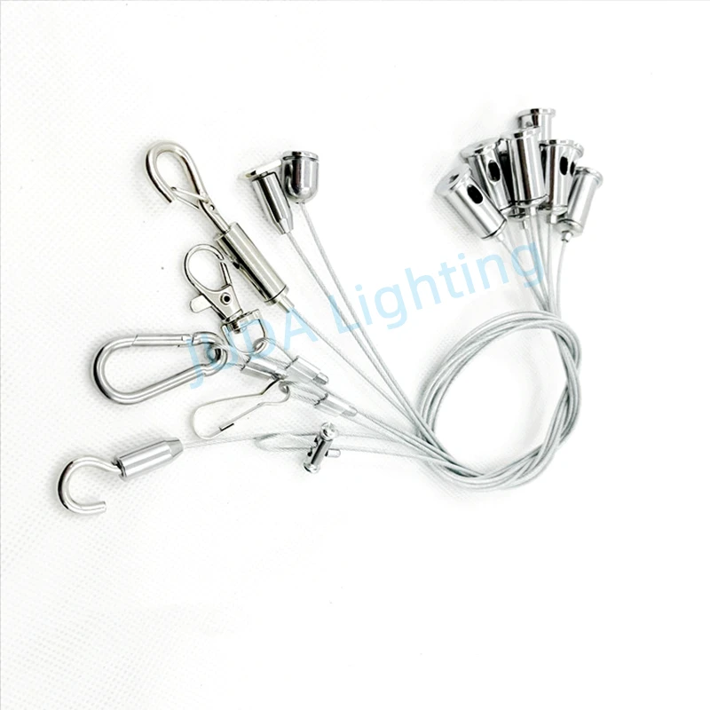 

Metal Lamp Base Steel Wire LED Chandelier Rope Office Lamp Suspension Wire Lamp Fluorescent Lamp Hanging Rope With Hook Iron DIY