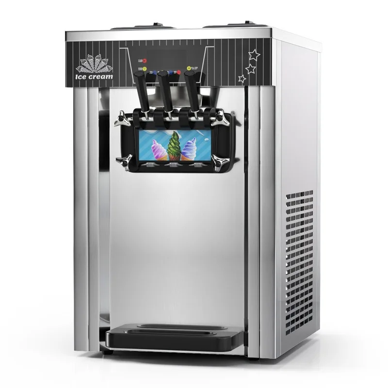 

Desktop soft ice cream machine Commercial small cone ice cream machine, three-color ice cream machine