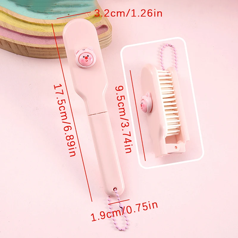 Cute Cartoon Pink Loopy Folding Comb Hairdressing Comb Anti-Static Hair Brush Portable Combs For Girls Women Hair Styling Tools