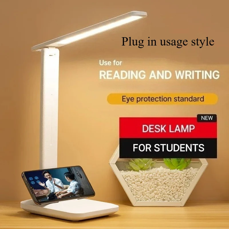 Foldable Table Lamp Led Desk Lamp 3 Type Stepless Dimmable Touch Bedside Reading Eye Protection Night Light USB Plug in style