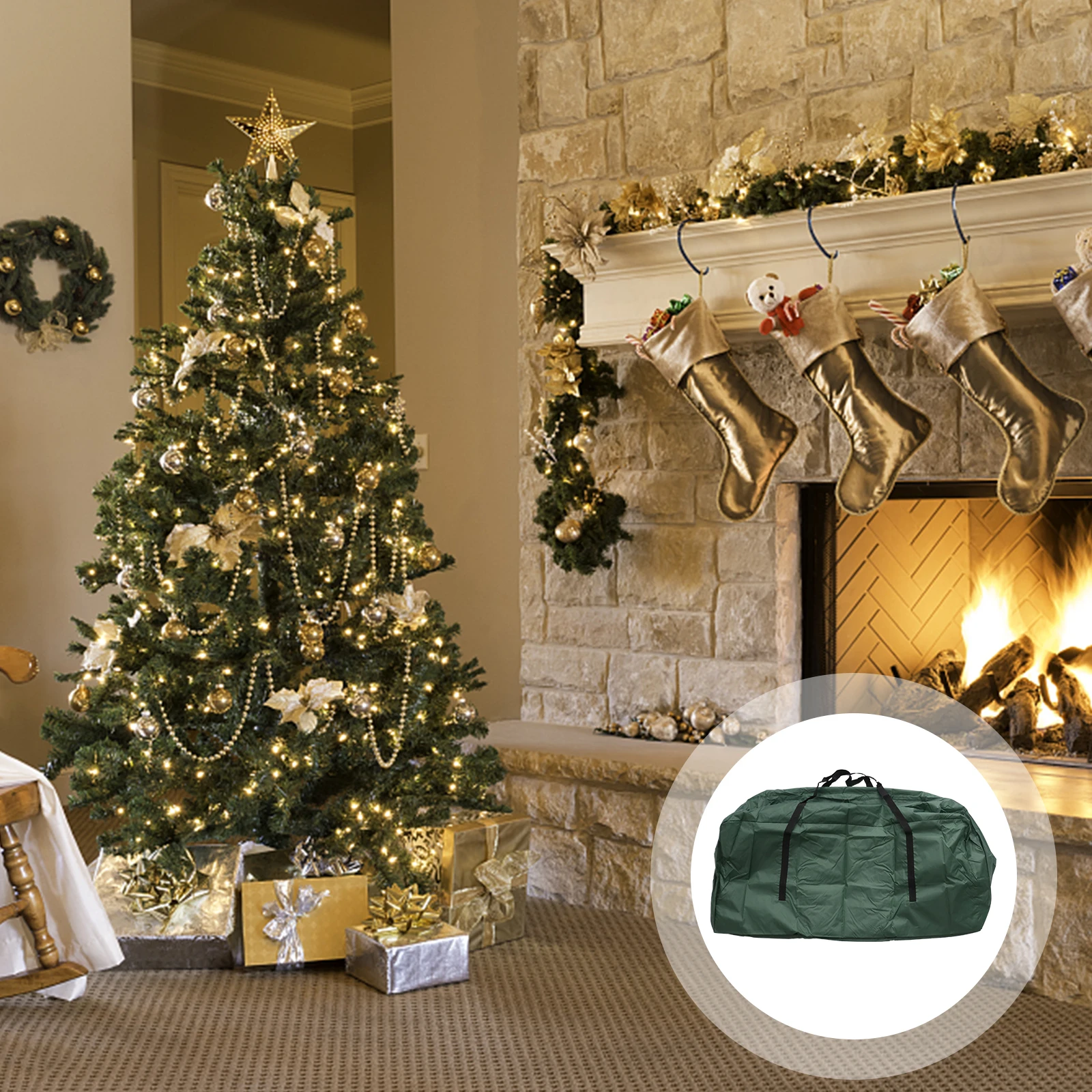 

Storage Bag Fallen Leaves-resistant Christmas Tree Gift Aesthetically Pleasing Oxford Cloth Large Messy Things