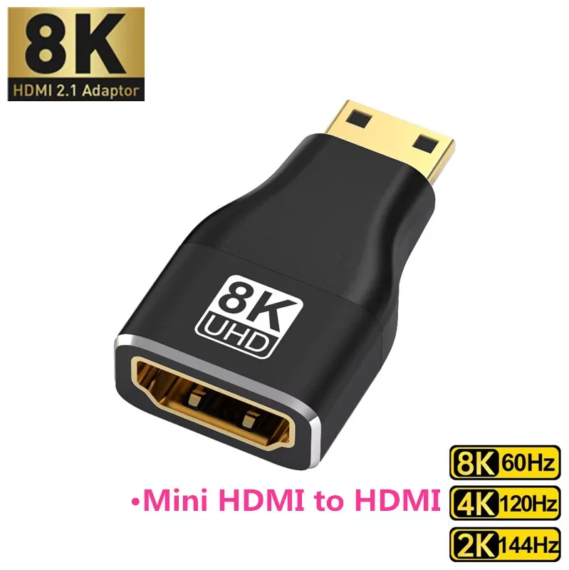 Mini HDMI Male to HDMI Female 8K@60H HDMI 2.1 Adapter Mini/Micro HDMI Converter for TV projector Tablet SLR