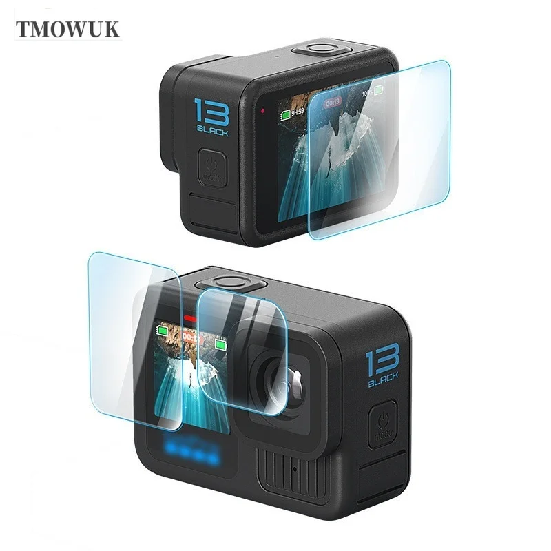 لـ GoPro Hero 13 - 9H HD واقي شاشة من الزجاج المقوى مع واقي عدسة - تغطية خلفية أمامية كاملة - مضاد للخدش، صدمات