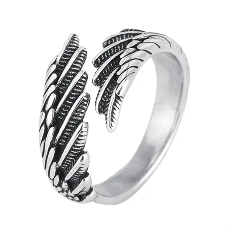 195C Angel Wing Adjustable Open Ring Wedding Band Engagement for Eternity Rin