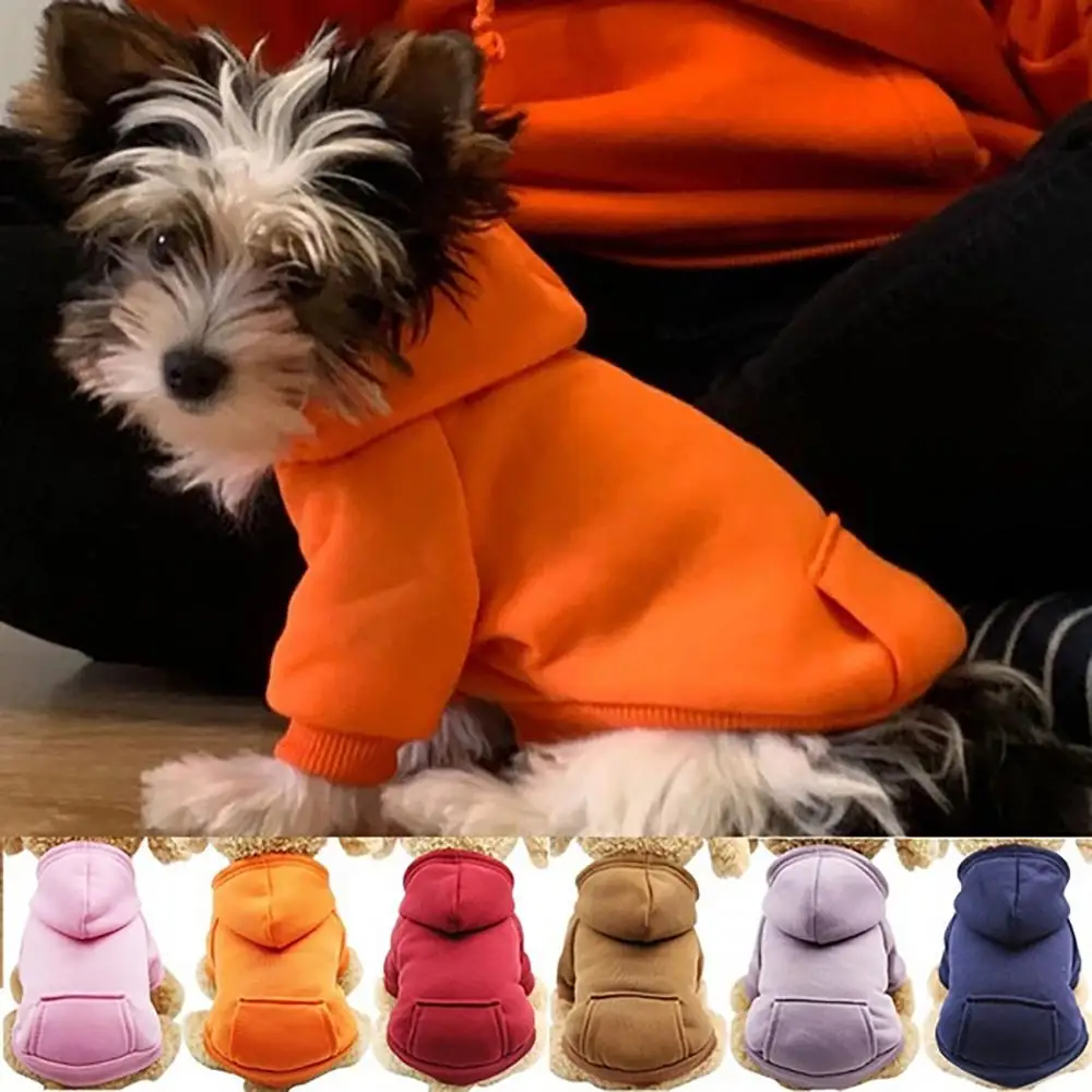 Pet Dog Hoodies Winter Warm Sweater Dogs Coat Outfit Puppy Jacket Pet Costume Chihuahua Hooded Sweatshirt Pockets Pet Clothes