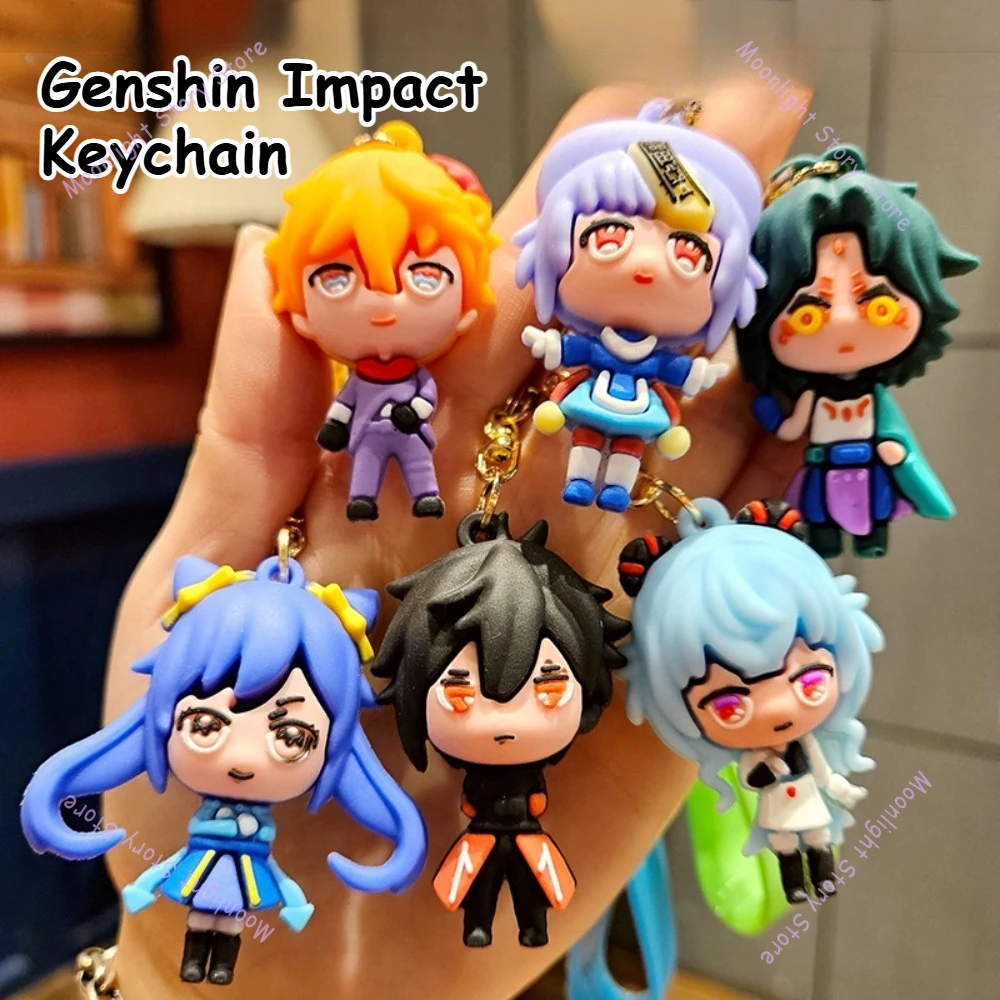 Genshin Impact Chibi брелок с рисунком Zhongli Tartaglia кулон подарок для фаната Коллекционные модные украшения декоративный рюкзак ключ