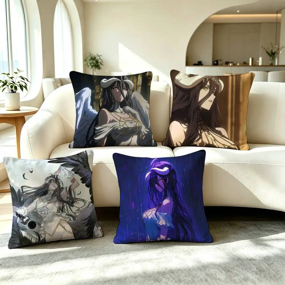 O-Overlord Albedo Anime  Pillow Case Square Double-Sided Sofa Cushion Cover Bedroom Bedside Pillow