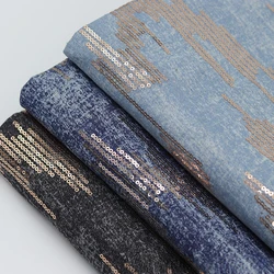Bead Embroidery Water Washed Denim Fabric Jeans Dress Coat Pants Diy Sewing Fabric