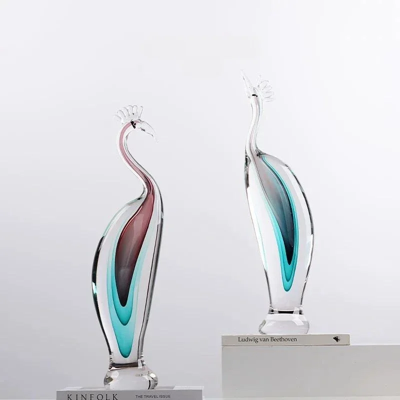 

G341 Light Luxury High-grade Crafts Living Room Desktop Glass Flamingo Ornaments For The Entrance TV Cabinet Decoration