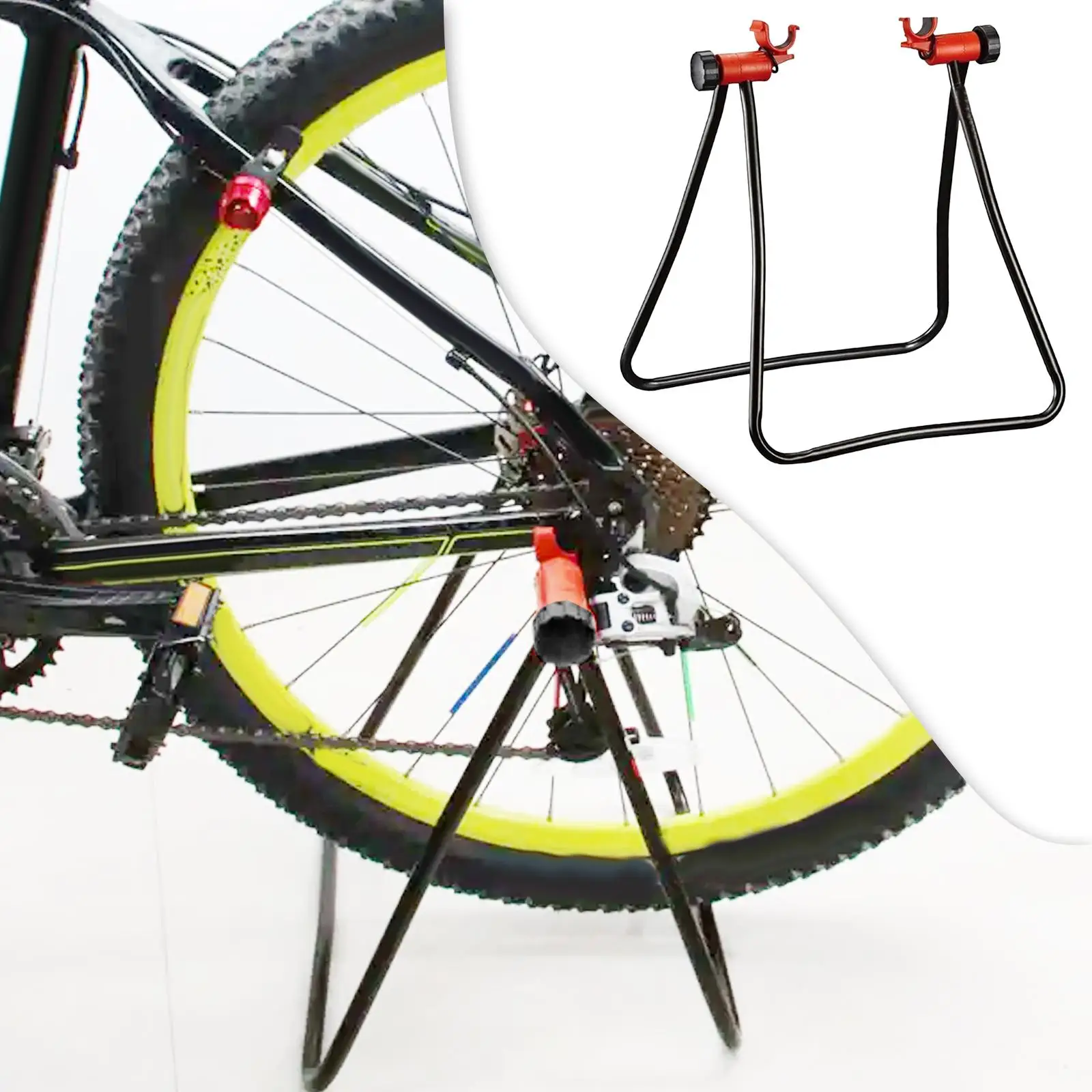 Rear Wheel Bike Stand Foldable Floor Display Rack Adjustable Iron Parking Support for Road and Mountain Bicycles