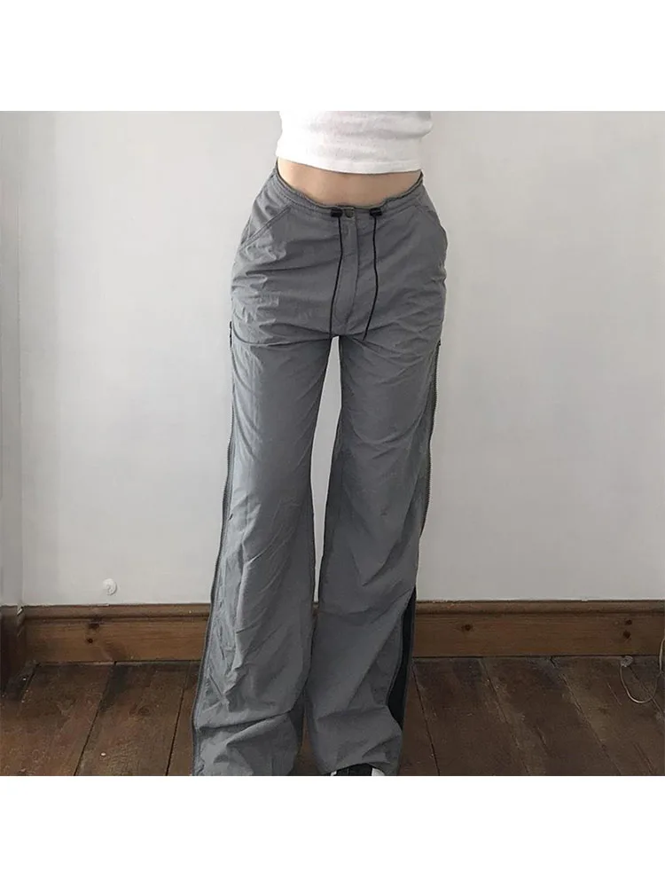 

Woman Cotton Pants Loose Trousers Elastic Waist Sweatpants Straight Leg Cargo Simple Pants Casual Streetwear All-match Ins