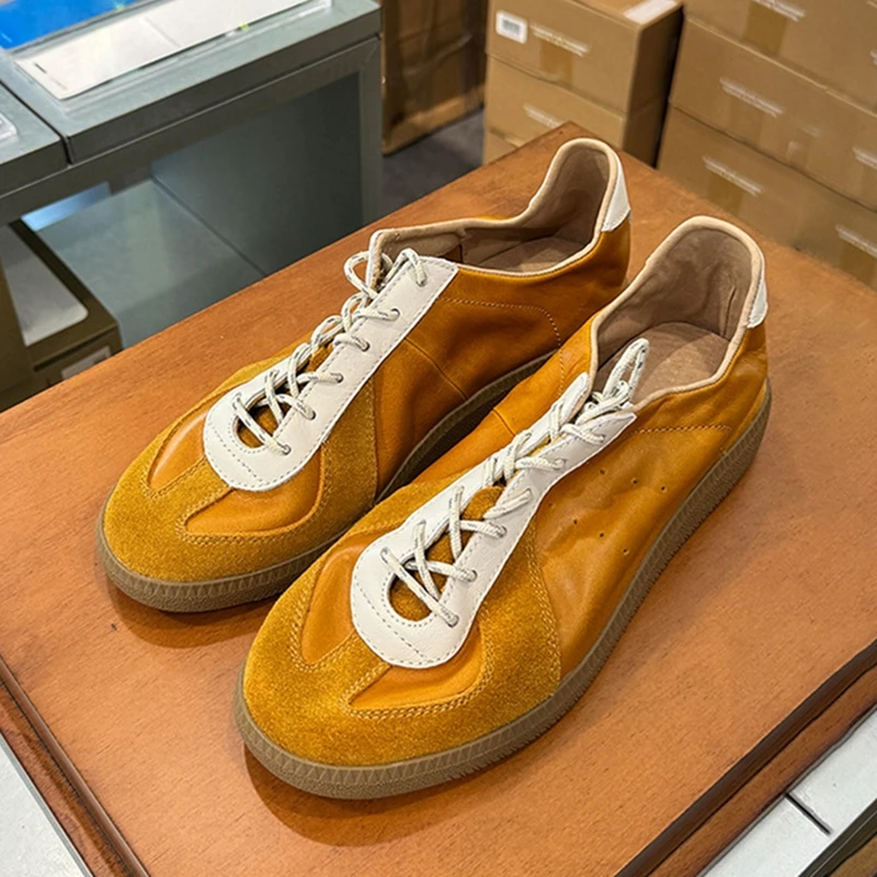 

AIYUQI Women's German Training Shoes Genuine Leather 2025 New Flat Women's Sneakers Lace-up Platform Board Shoes Women