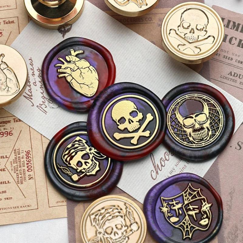 Magic Wax Seal Stamp Painting Skeleton Head Mask DIY Invitation Card Decoration Stamp Tool Clipping Thin Stamp Copper Head