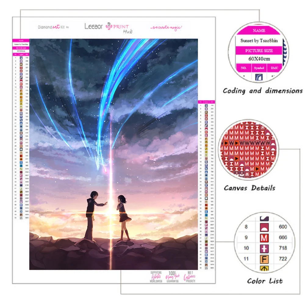 DIY Diamond Painting New 2023 Anime Your Name Full Diamond Mosaic Embroidery Cross Stitch Kits Diamonds Art Painting Home Decor