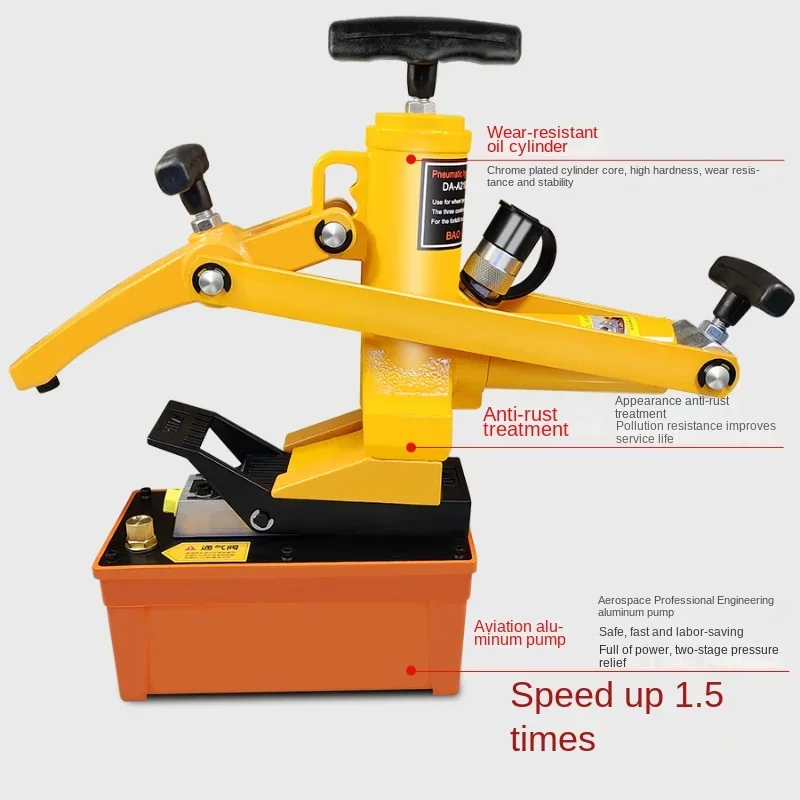 Special tool for tire maintenance with tire press, shovel loader, and loading tires