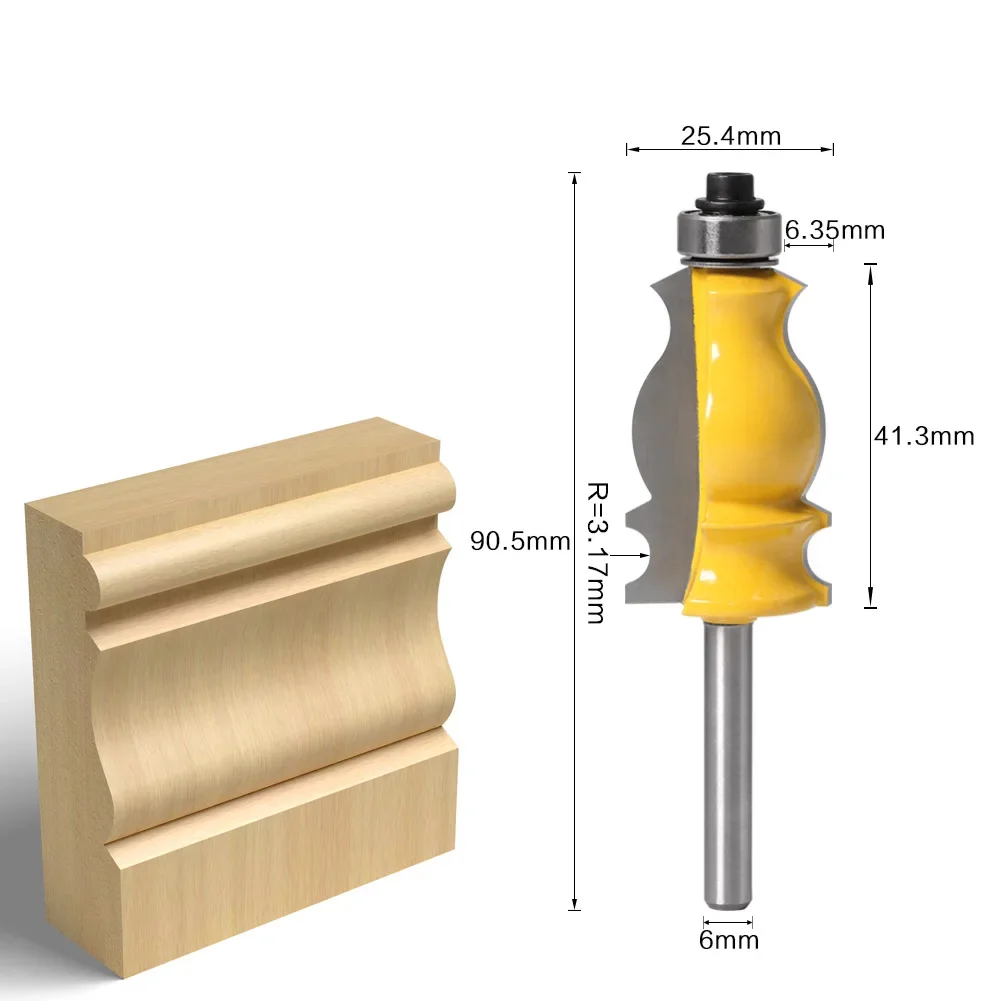 1PC  6mm Shank Architectural Cemented Carbide Molding Router Bit Trimming Wood Milling Cutter for Woodwork Cutter Power Tools