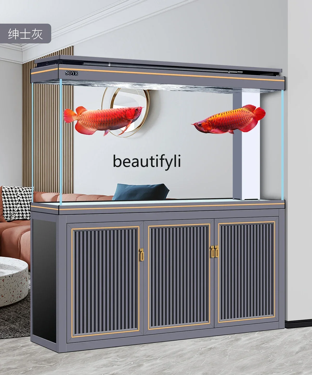 Fish Tank Living Room Large Light Luxury Hallway Floor Bottom Filter Ecological Intelligence Aquarium Hallway Screen