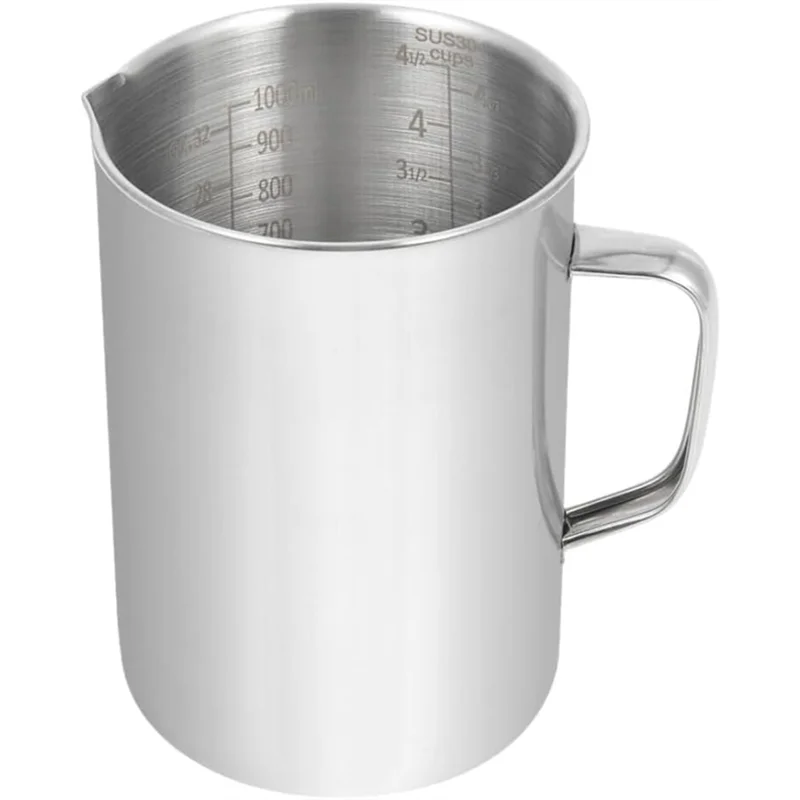 

ABGR-Large 34Oz/1000Ml Stainless Steel Measuring Cup, 4-Pack With Handle-Liquid Metal Material