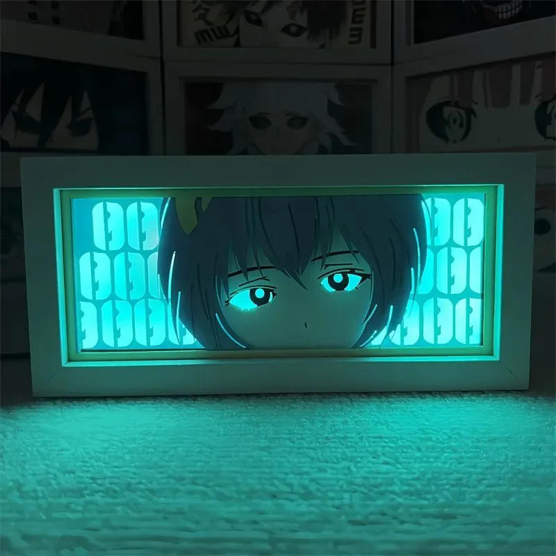 New Century Evangelion Paper Carved Lamp Anime Asuka Langley Soryu Figure 3D Led Night Light Usb 7Color Bedroom Decoration Lamps view 4