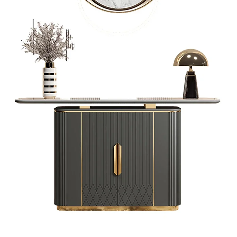 

Italian light luxury rock slab entrance cabinet modern simple living room entry dining side cabinet corridor wall partition