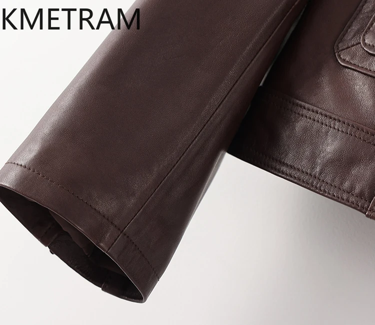 100 % Oberschicht Schaffelljacke Frau Vintage Braun Echtlederjacken Neu in Outer Herbstkleidung 2025 Damen Veste Femme