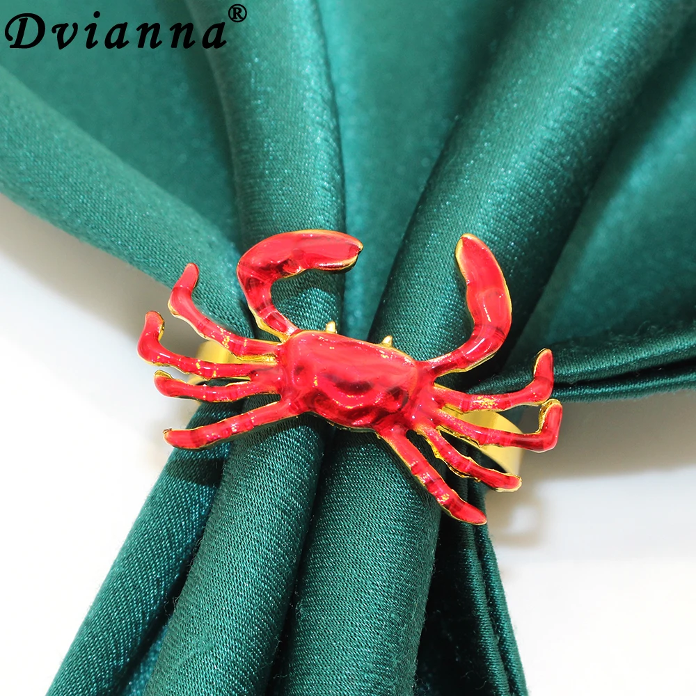 6Pcs Red Crab Napkin Ring Nautical Ocean Animal Napkin Buckle for Beach Wedding Ocean Coastal Nautical Holiday Party Table Decor