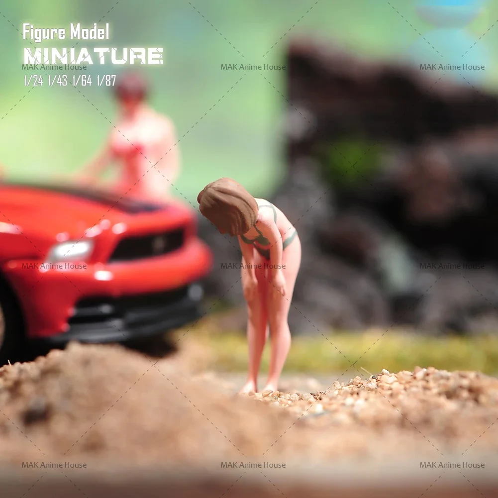 Maillot de bain sexy de plage de bord de mer, modèle non peint, scène de maison, jouet de voiture, figurine MiniIndic 1/64, 1/43, 1/87, 1/24