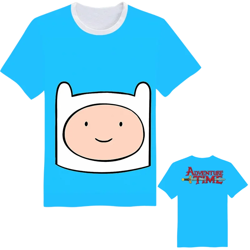 2024 New Summer Kids 3D Printed Cartoon Adventure Time Finn Jake T-shirt Short sleeved O-Neck T Shirts Boys And Girls Top