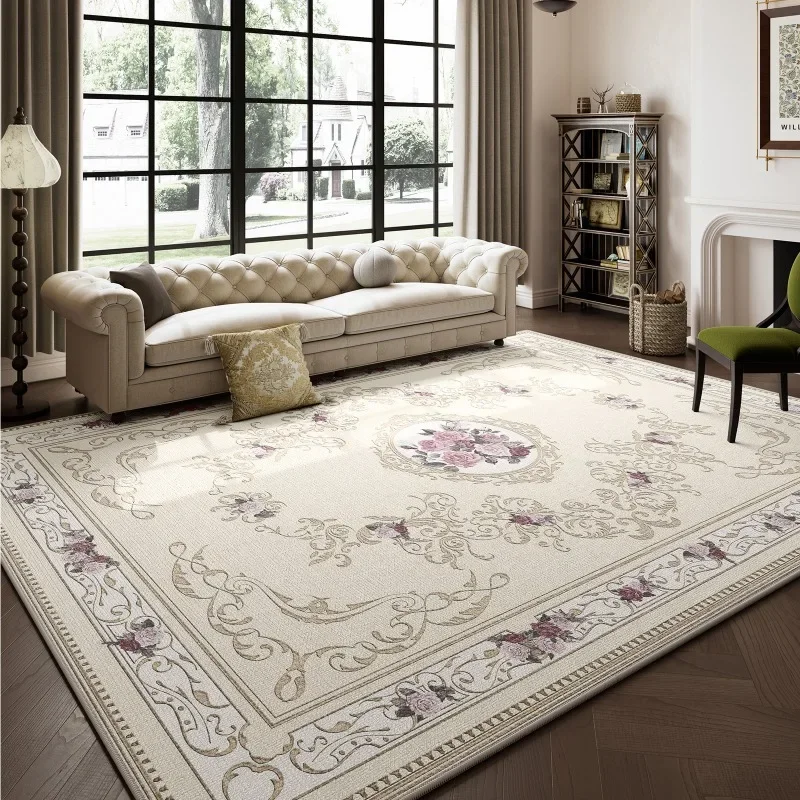 Carpet for Living Room Retro Advanced Large Area Flowers Rugs Soft Fluffy Coffee Tables Bedroom Bedside Floor Mats Alfombra 러그