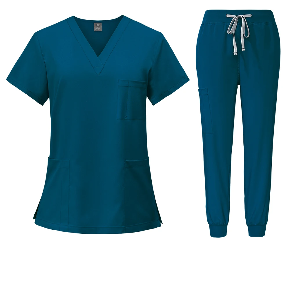 Uniformes médicos slim fit feminino, conjuntos de esfrega, topo, calça, hospital, macacão cirúrgico, clínica odontológica, salão de beleza, pet spa, ternos de trabalho