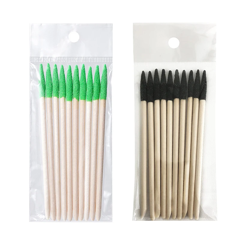 Bâton de polissage à Double tête en bois, 10 pièces, outil de nettoyage des coutures des ongles, bâtons de ponçage précis