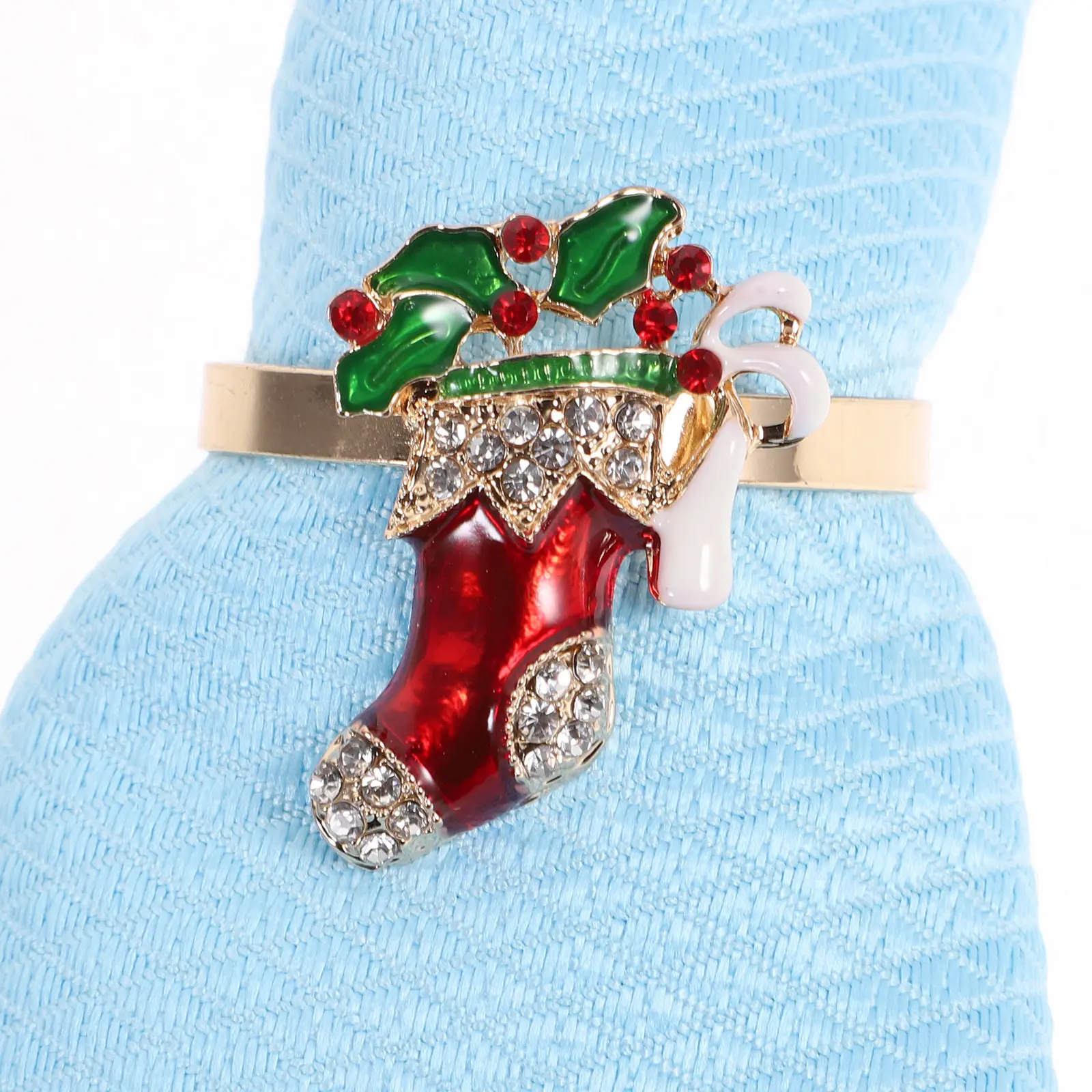 1Pcs Christmas Napkin Ring Alloy Xmas Boot Design Decorative Buckle for Holiday Dinner Party Kitchen Bar Restaurant