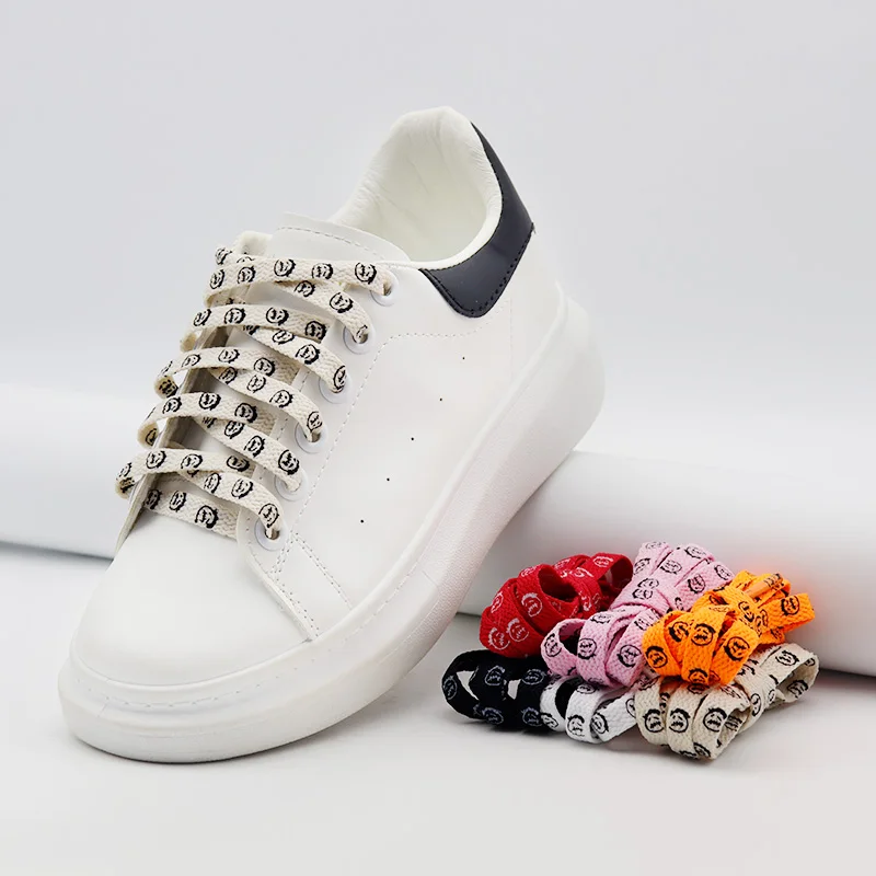 Coolstring 8MM Carton Pattern Flat Lace Elder Silk Screen Print  Polyester Shoelace Summer Camping Running Jogging Shoe Cordones