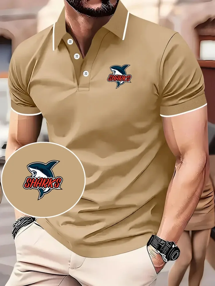 

Minimalist Solid Color Polo Shirts Business Lapel Men's Short Sleeve Tee Trendy Men's Clothing Horse Print New in Tops & Tees