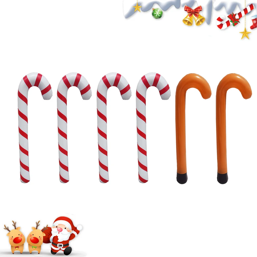 6 Pcs Inflation Crutches Decorative Christmas Walking Sticks Toys Inflatable Cane