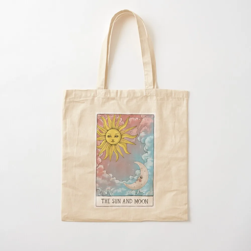 

The Sun and Moon Tarot Card Tote Bag supermarket folding bag handbag Canvas Tote Bag