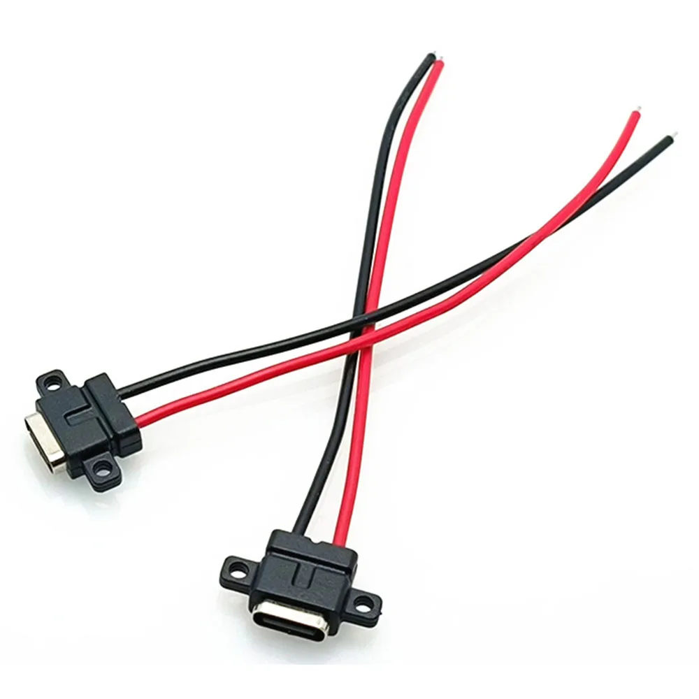

50pcs USB Type C Waterproof Connector Welding Wire Female Socket High Current Fast Charging Type-c Port Charging Interface Jack