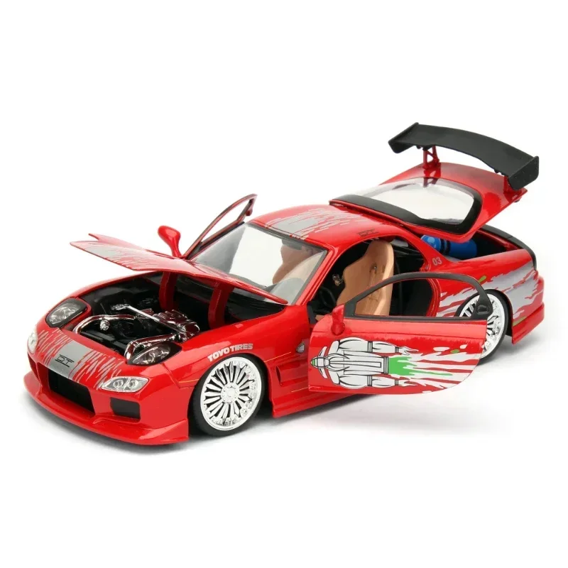 Jada1:24 Mazda RX7 modelo de carro de liga de alta simulação rally carro esportivo de corrida brinquedo função deslizante modelo de carro