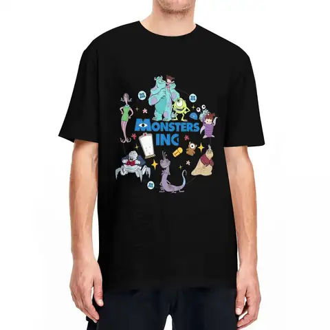 Men Monsters Inc. Mike And Sully T-Shirts University Sullivan Boo Cotton Top Tees Short Sleeve T Shirt O-Neck Tshirt Big Size