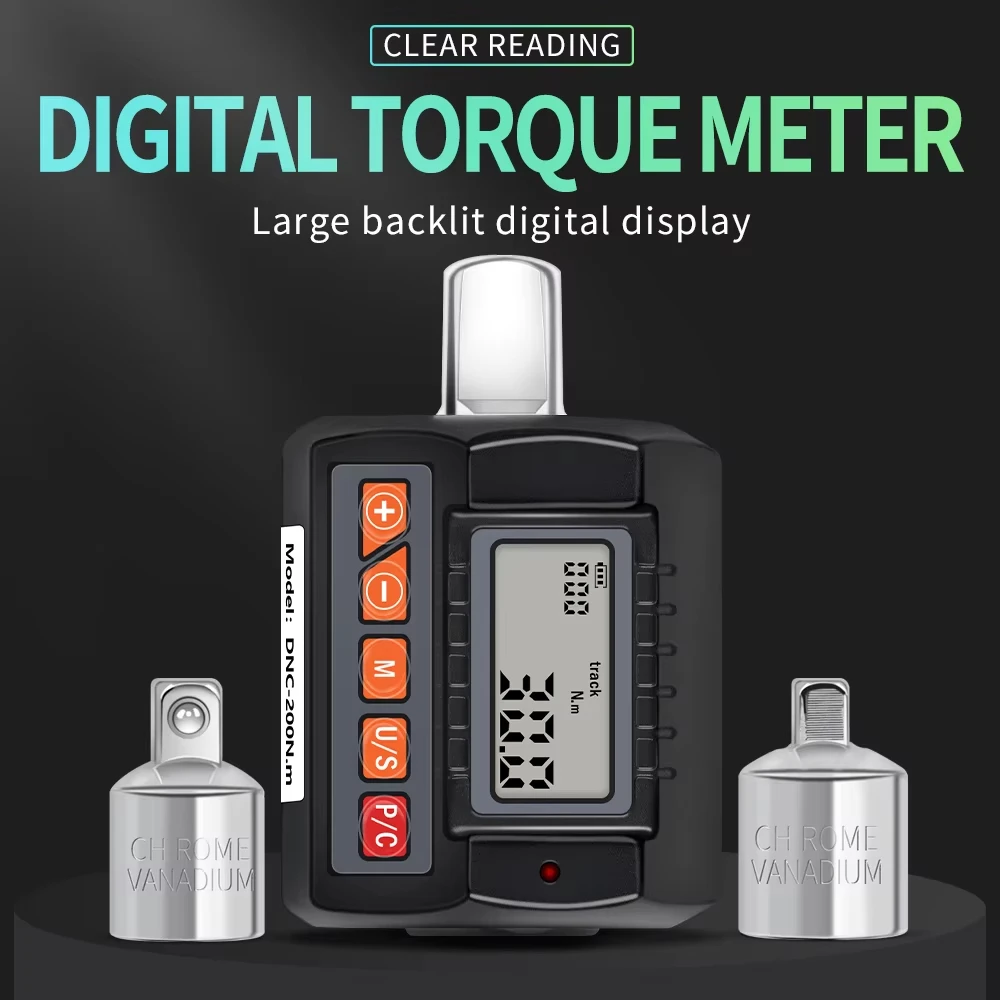 Digital Display Torque Meter 1/2 Inch Torque Wrench, 200Nm & 340Nm Rotary Angle Torque Gauge, Hand Tool for Car & Bike Repair