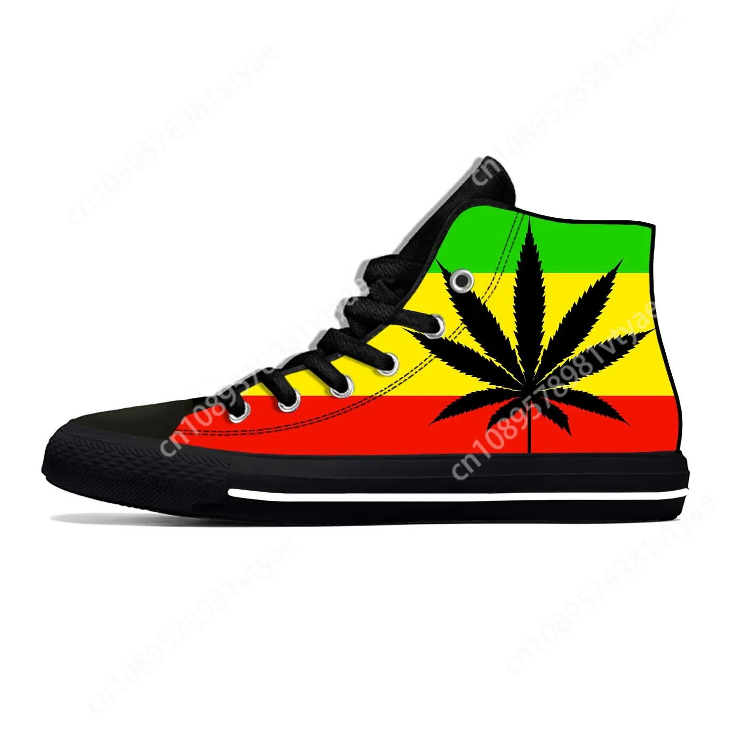 Reggae Rasta Leaf Weed Flag Rastafari zapatos de tela informales de alta calidad, zapatillas cómodas transpirables con estampado 3D para hombres y mujeres