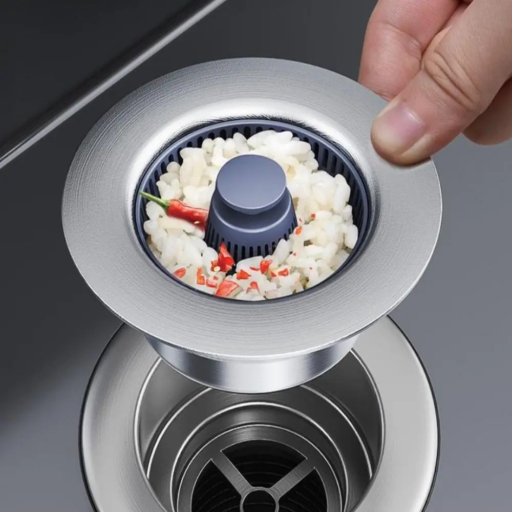 Stainless Steel Kitchen Sink Strainer Rust-Proof with Anti-Clogging Bounce Core Mesh Basket Filtering Filter Anti-blocking