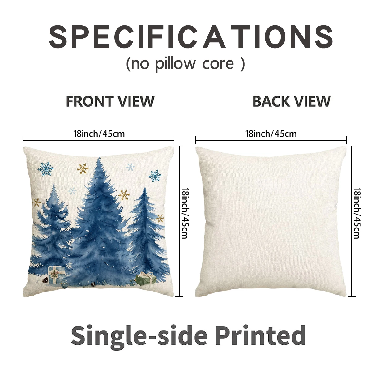 4‑Pack Christmas Cushion Covers Throw Pillow Covers Blue Xmas Tree Snowman Pink Bow Nutcracker Winter Sofa Home Decor Pillowcase