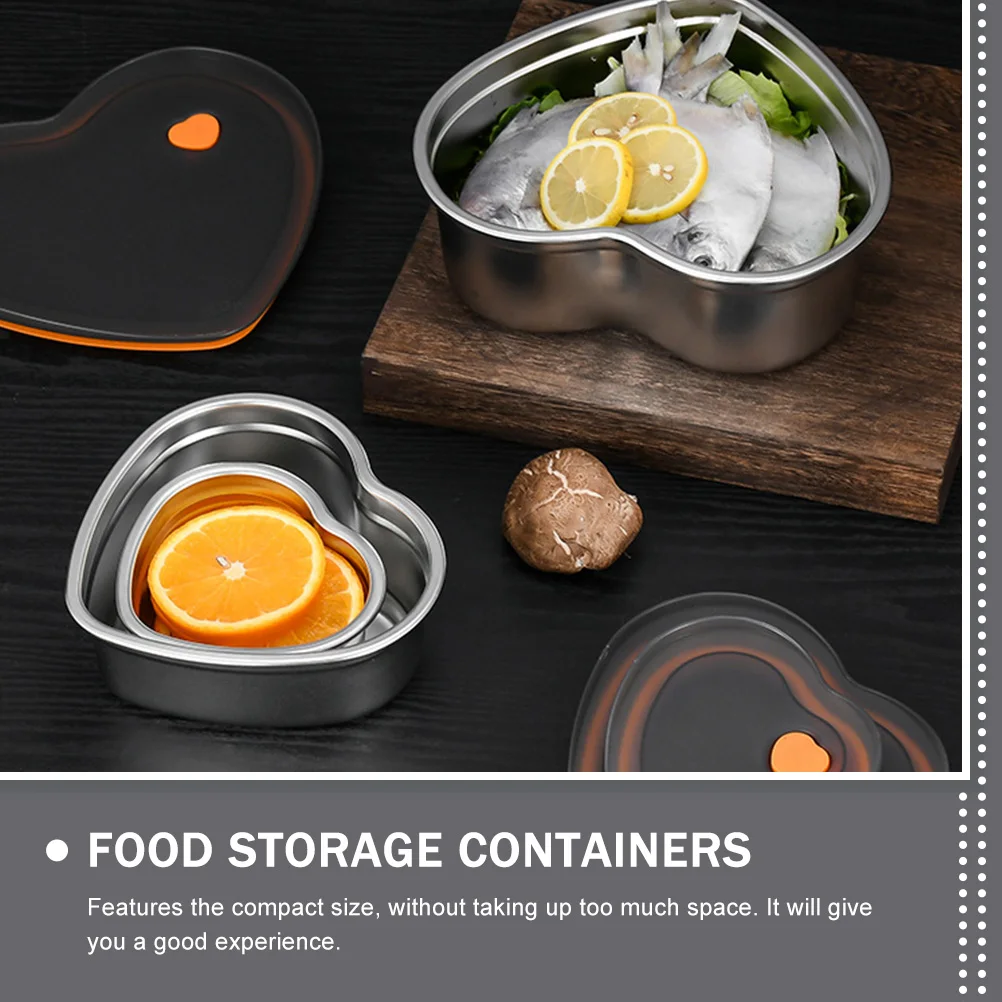 

1pc Stainless Steel Food Containers Sealing Fresh Keeping Boxes Leakproof Lunch Boxes Portable Meal Storage Compact Size Heart