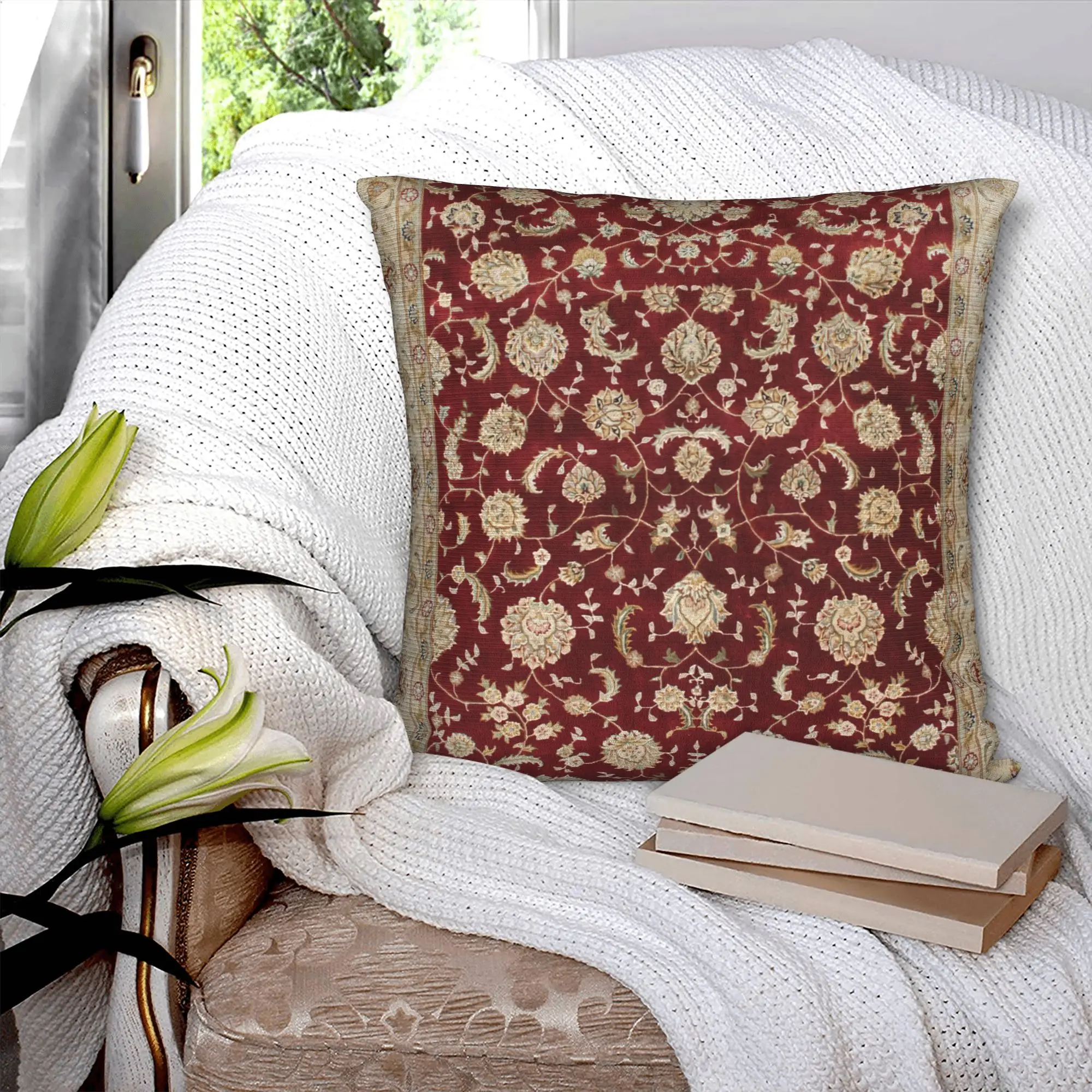 Fashion Bohemia Ethnic Antique Persian Carpet Cushion Cover Soft Tribal Rug Style Throw Pillow for Sofa Square Pillowcase