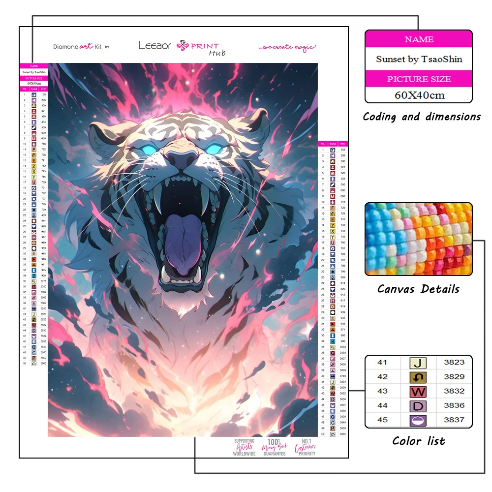5D картина из комиксов с животными, алмазная картина с ростом тигра, полная фотография, вышивка крестиком, набор для домашнего декора алмазная работа